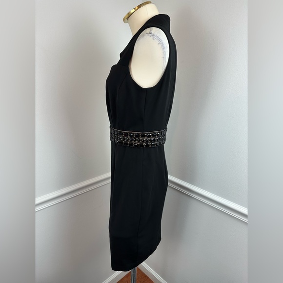 DONNA RICCO Sleeveless Black Dress Embellished Waist | Size 4 - Picture 6 of 12
